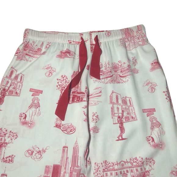 Katie Kime Atlanta Toile Pajama Pants Lounge Set Size M White Red Short Sleeve - Picture 7 of 13